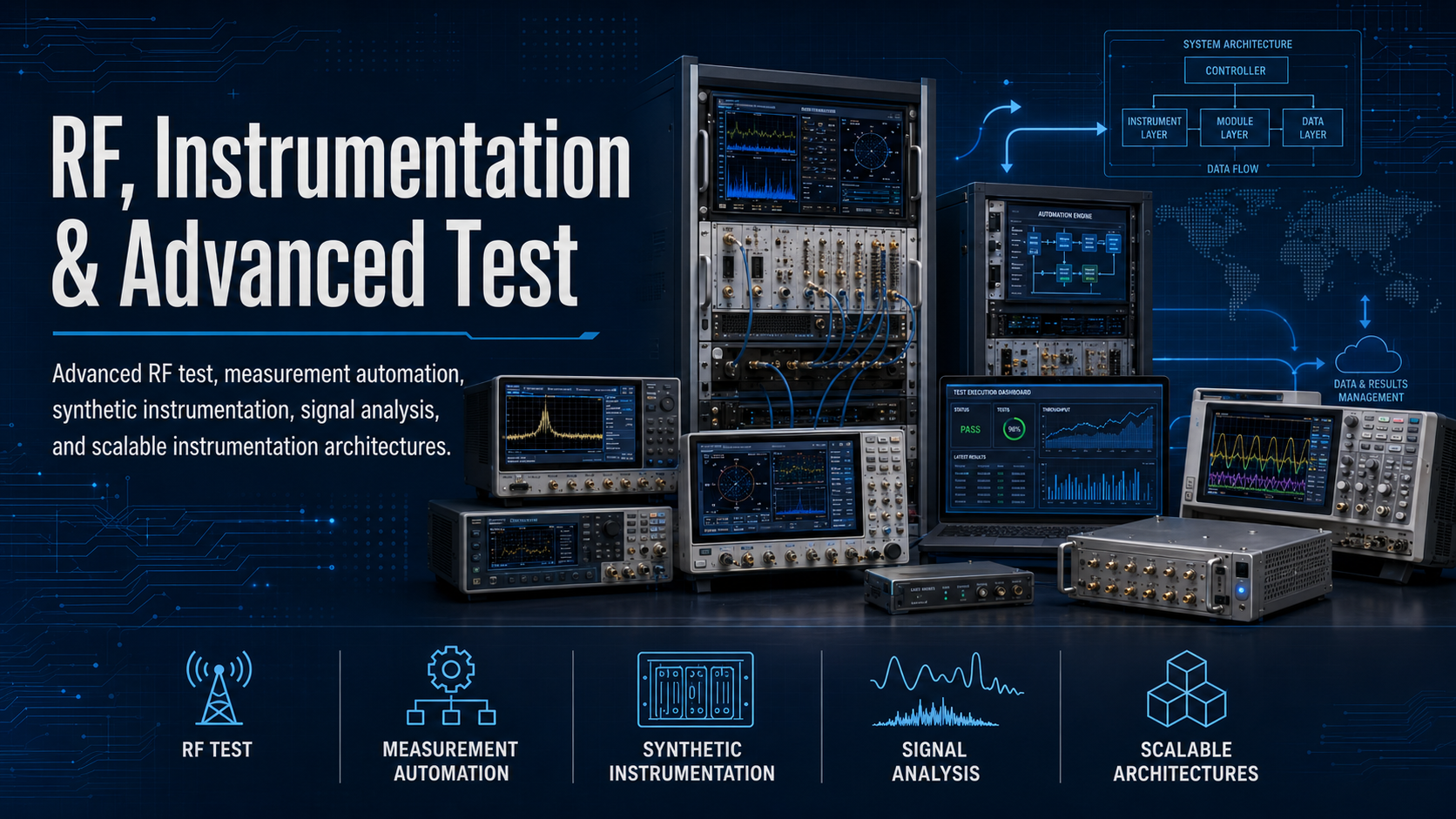 Advanced RF test, measurement automation, synthetic instrumentation, signal analysis, and scalable instrumentation architectures.