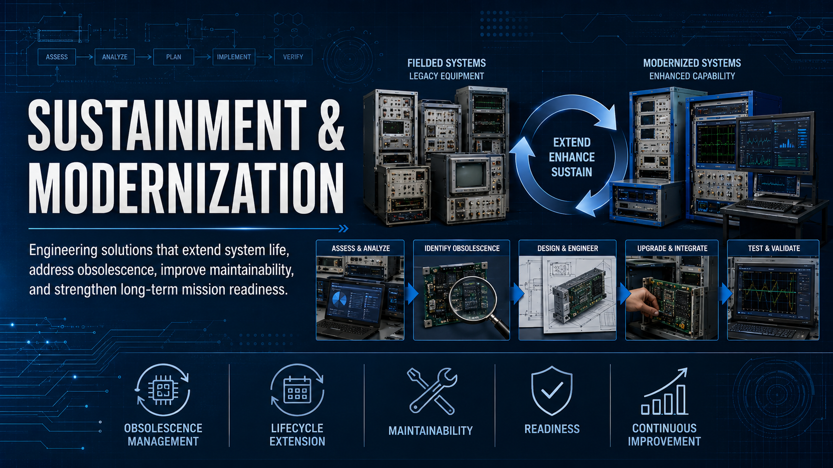 Engineering solutions that extend system life, address obsolescence, improve maintainability, and strengthen long-term mission readiness.